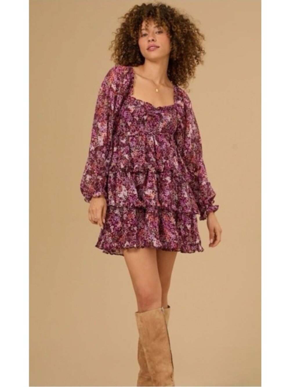 Altar'd State  Dress Ellabina Small Burgundy Mini A Line Bohemian Lace  NWT 088